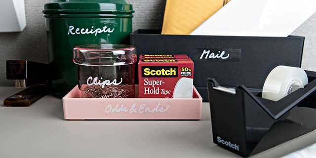 Märk upp kontorstillbehör med Scotch® Super-Hold Tejp
