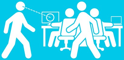 Illustration av en person som tjuvkikar på en datorskärm

