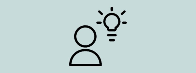 Ikon som visar person och glödlampa

