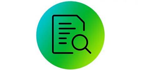 Symbol, papper och förstoringsglas
