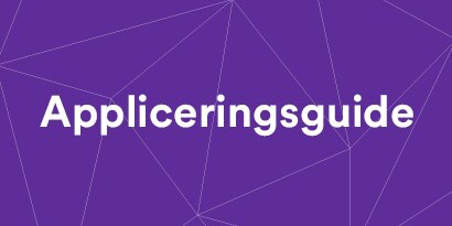 Lila bild med ordet appliceringsguide
