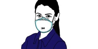 kvinna i mask
