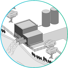Ikon för desinfektions- och utsläppsprocess