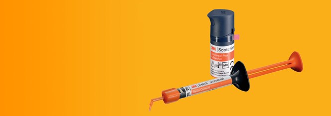 3M™ RelyX™ Universal Resin Cement och 3M™ Scotchbond™ Universal Plus Adhesive.
