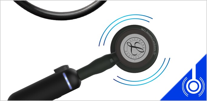 3M Littmann elektroniskt stetoskop modell 3200 mot en vit bakgrund.
