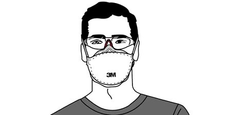 Man med en 3M-andningsmask 
