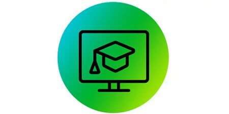 Symbol, dator med examenshatt
