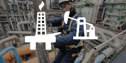 Element och kopplingar från förankringar till fallskyddssystem för olja och gas
