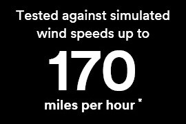 Testad mot simulerade vindhastigheter på upp till 274 km/h.