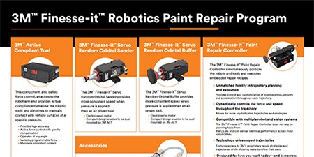 Ögonblicksbild av broschyren 3M™ Finesse-it™ Robotic Paint Repair System
