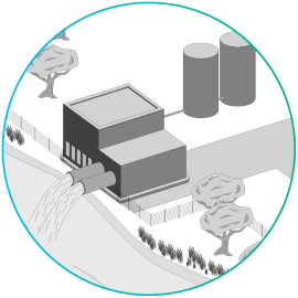 Ikon för fullständig spillvattensbehandlingsprocess Ikon för fullständig spillvattensbehandlingsprocess