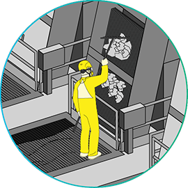 Ikon för separationsprocess för fasta ämnen, steg för steg Ikon för separationsprocess för fasta ämnen, steg för steg