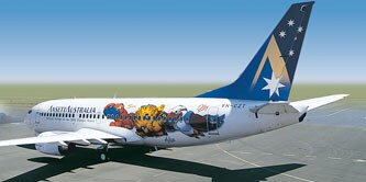 Folierat flygplan i luften
