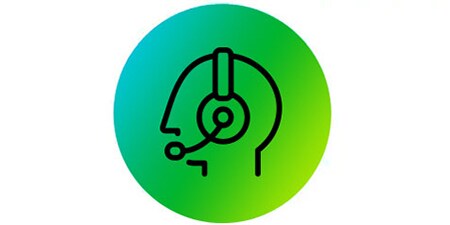 Symbol, person med headset
